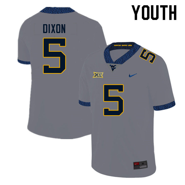 NCAA Youth Lance Dixon West Virginia Mountaineers Gray #5 Nike Stitched Football College Authentic Jersey ZS23I05DZ